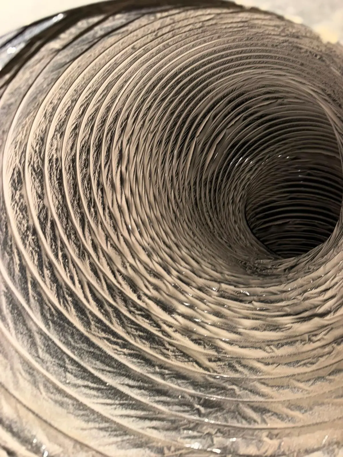 Dirty air duct before professional cleaning